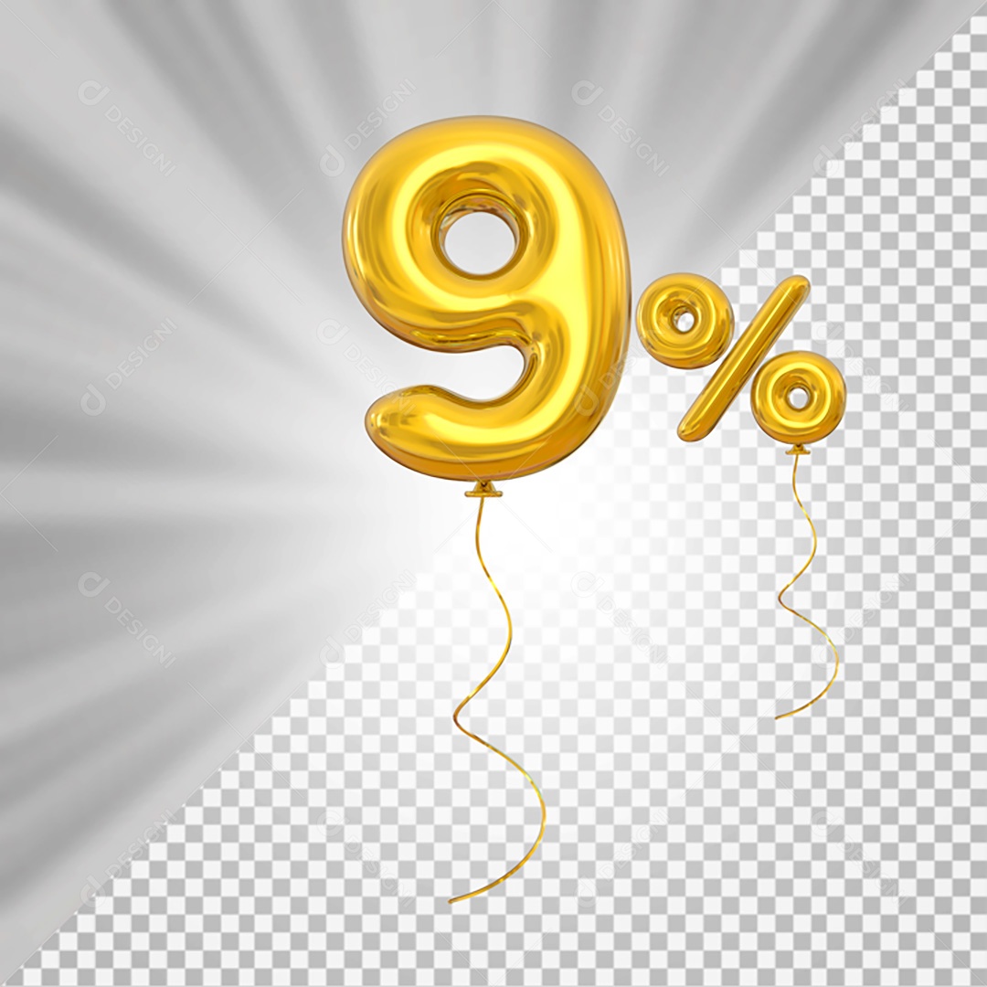 Elemento 3D Amarelo 9% Para Composição PSD