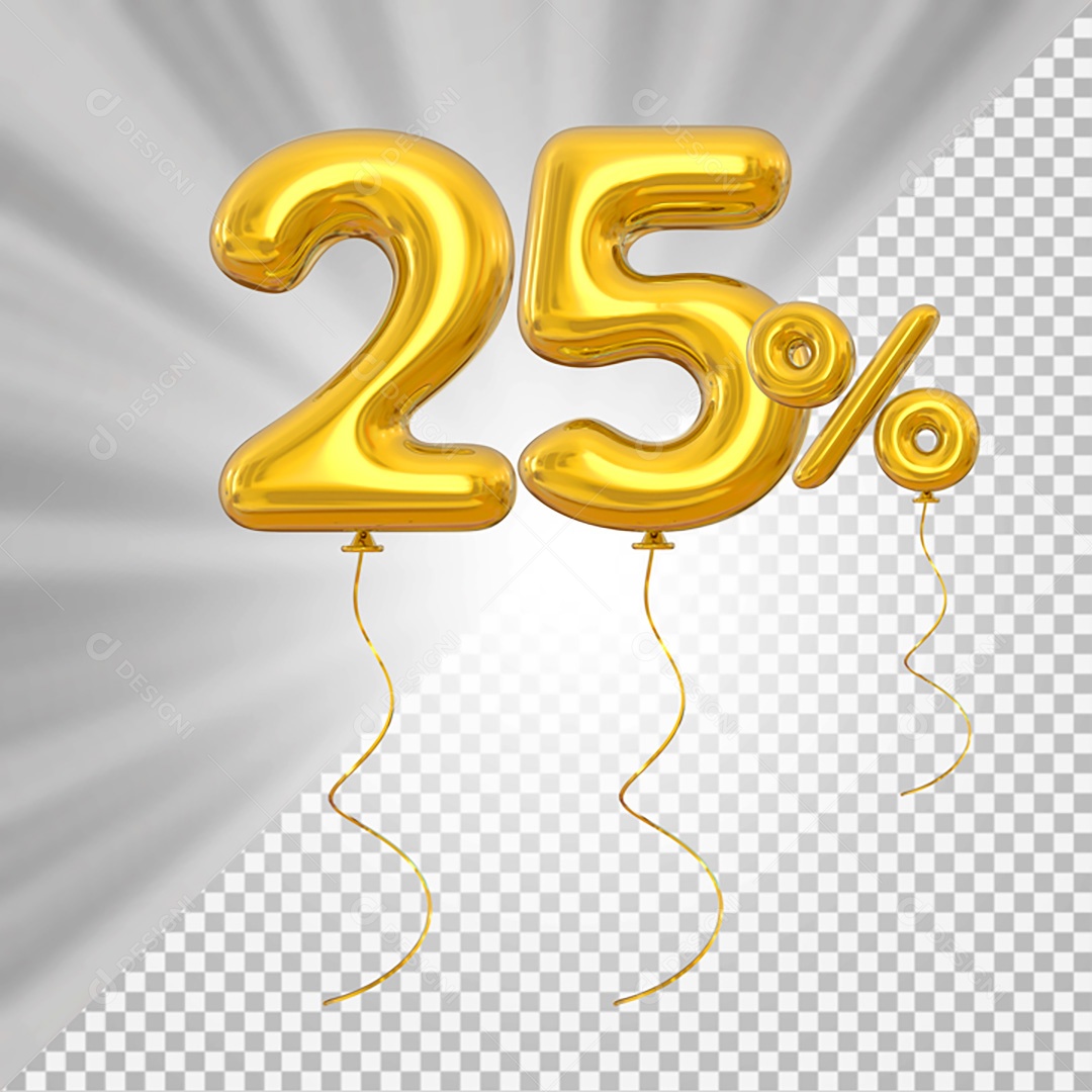 Elemento 3D Amarelo 25% Para Composição PSD