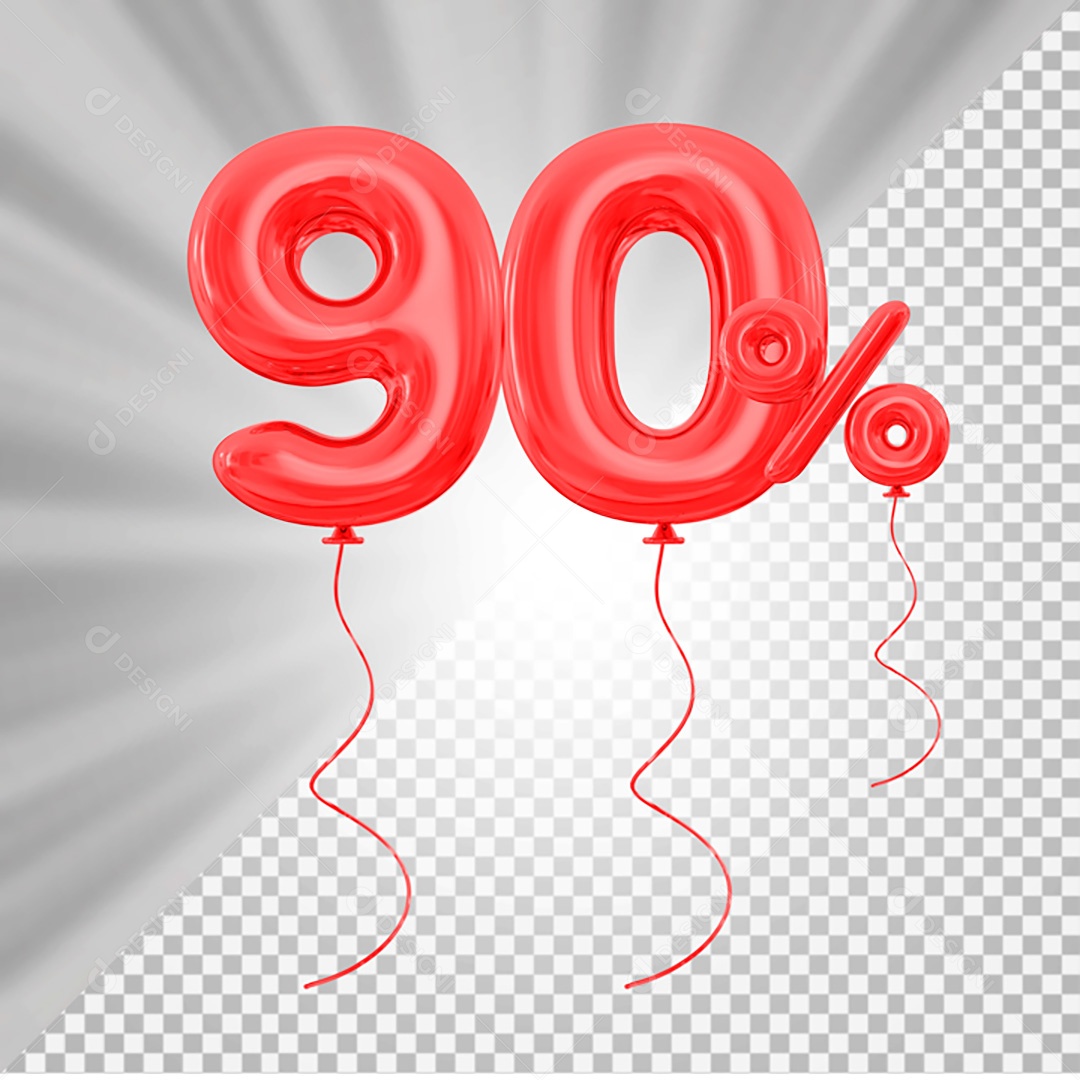 Elemento 3D Vermelho 90% Para Composição PSD