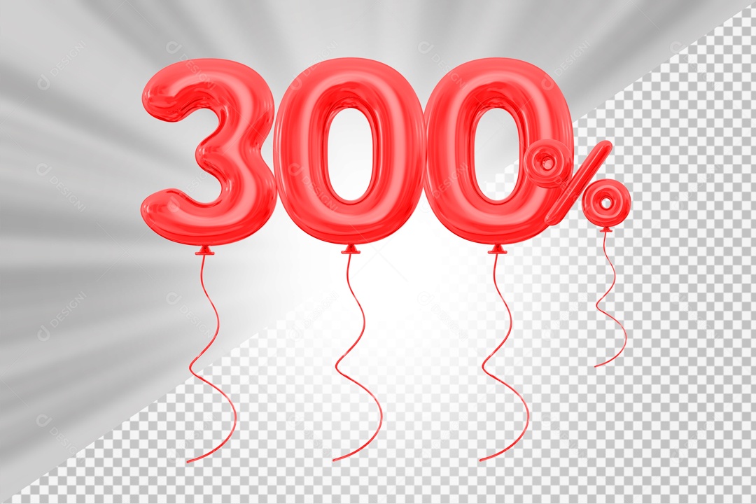 Elemento 3D Vermelho 300% Para Composição PSD