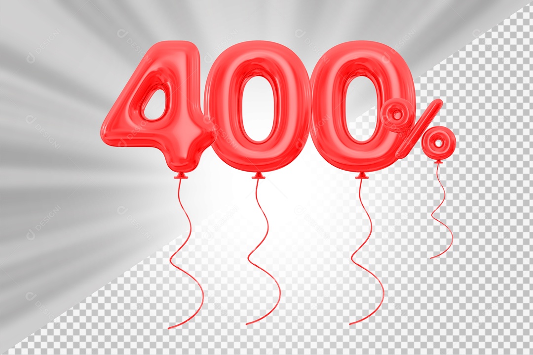 Elemento 3D Vermelho 400% Para Composição PSD