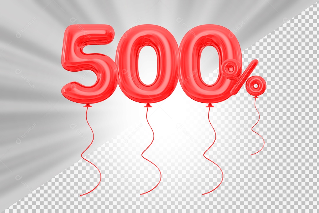 Elemento 3D Vermelho 500% Para Composição PSD