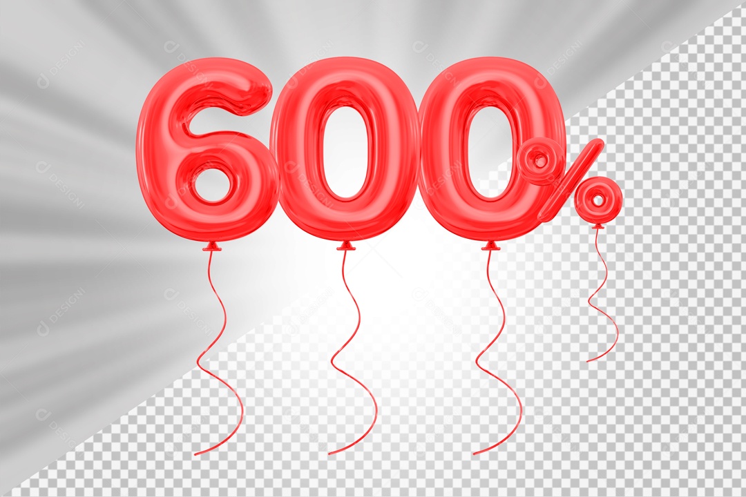 Elemento 3D Vermelho 600% Para Composição PSD