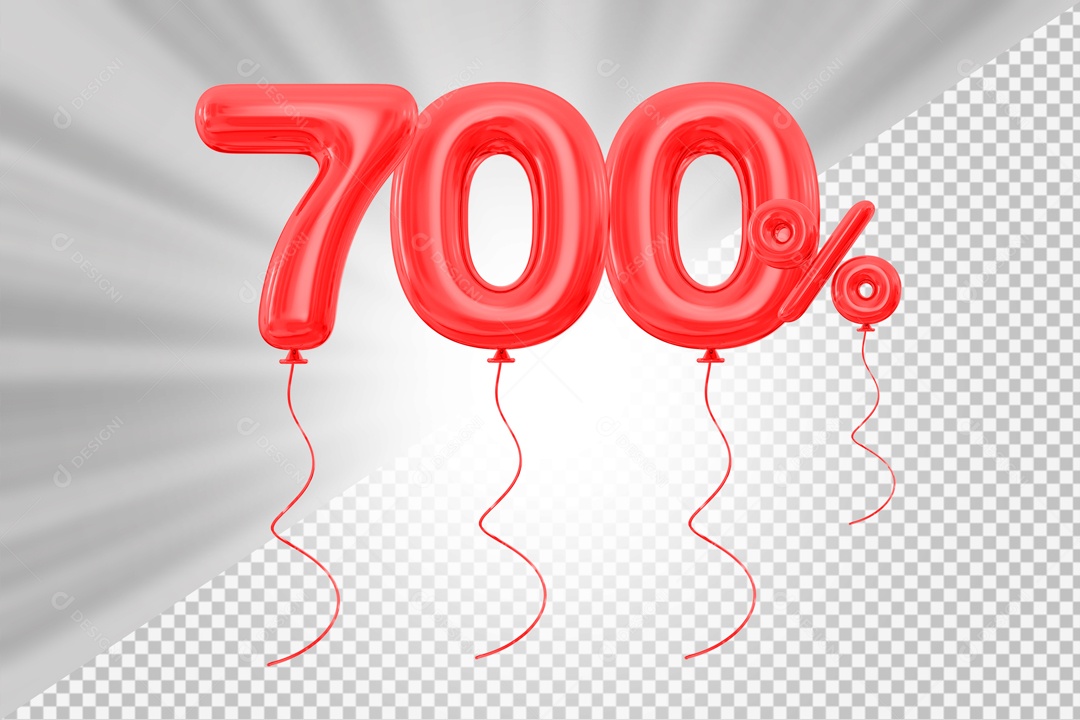 Elemento 3D Vermelho 700% Para Composição PSD