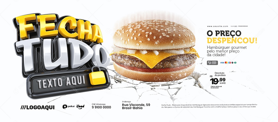 Banner Fecha Tudo Hamburgueria O Preço Despencou Social Media PSD Editável
