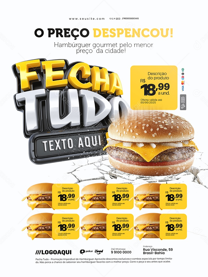 Fecha Tudo Hamburgueria Encarte O Preço Despencou Social Media PSD Editável