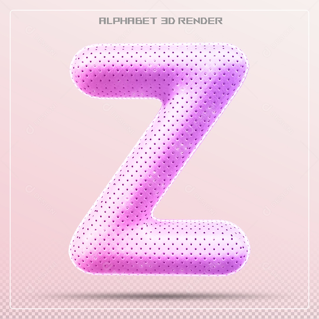 Elemento 3D Letra Z Rosa para Composição PSD