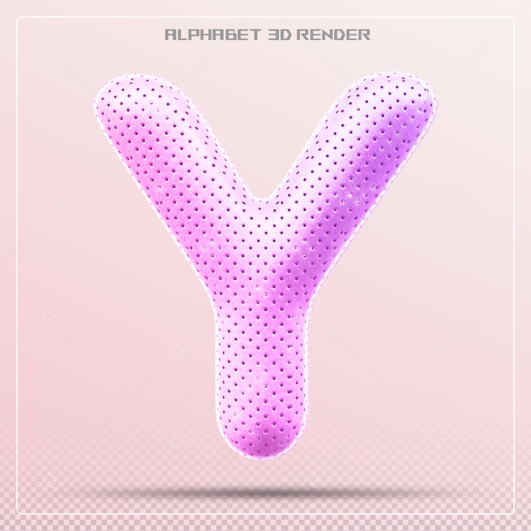 Elemento 3D Letra Y Rosa para Composição PSD
