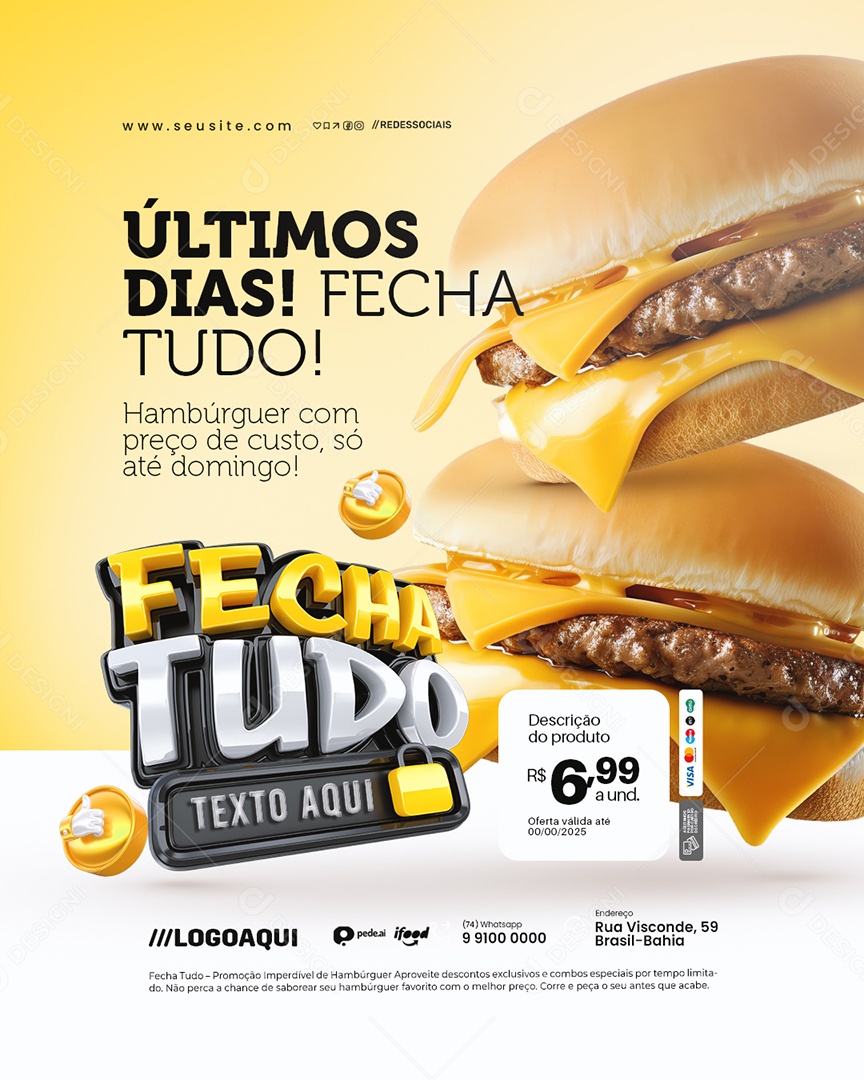 Fecha Tudo Hamburgueria Últimos Dias Social Media PSD Editável