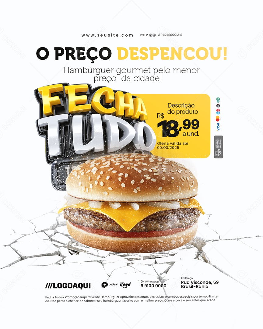 Fecha Tudo Hamburgueria O Preço Despencou Social Media PSD Editável