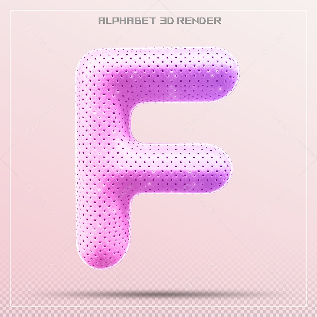 Elemento 3D Letra F Rosa para Composição PSD