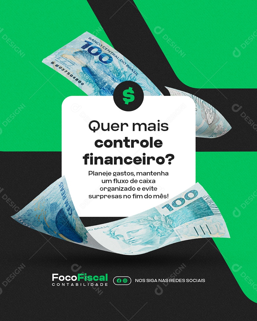 Contabilidade Quer Mais Controle Financeiro Social Media PSD Editável