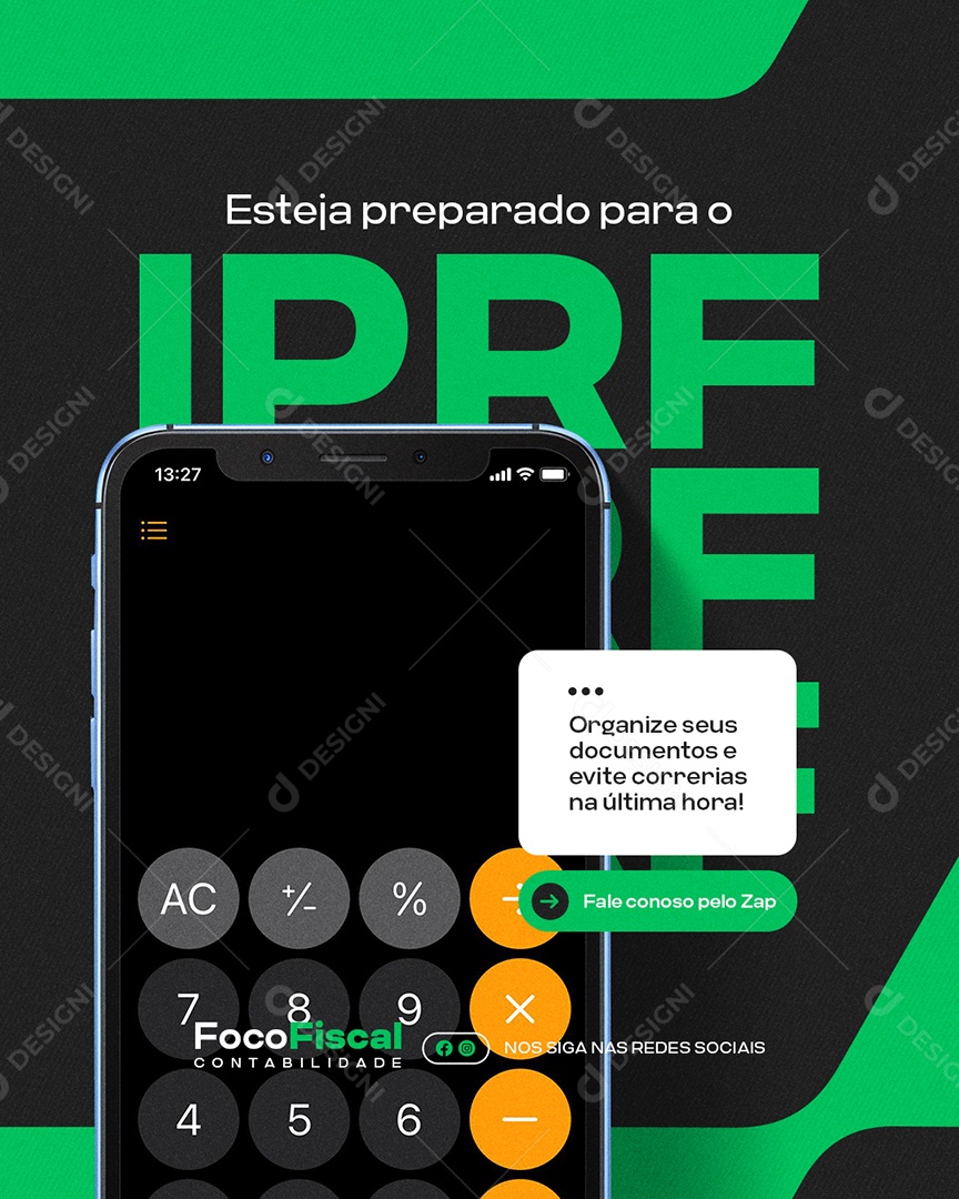 Contabilidade Esteja Preparado para o IPRF Social Media PSD Editável