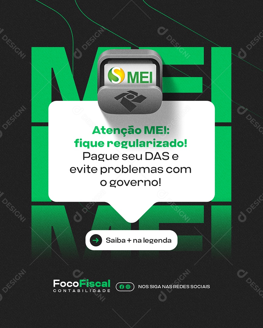 Contabilidade Atenção MEI Social Media PSD Editável