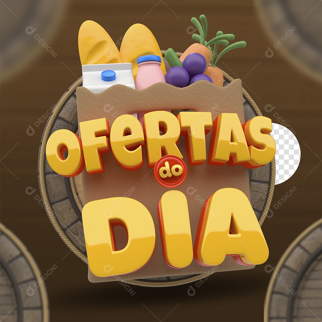 Ofertas do Dia Selo 3D Dourado e Vermelho para Composição PSD