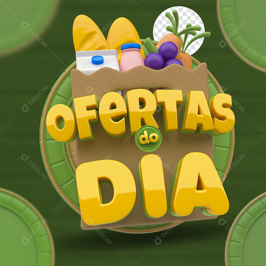 Ofertas do Dia Selo 3D Dourado para Composição PSD