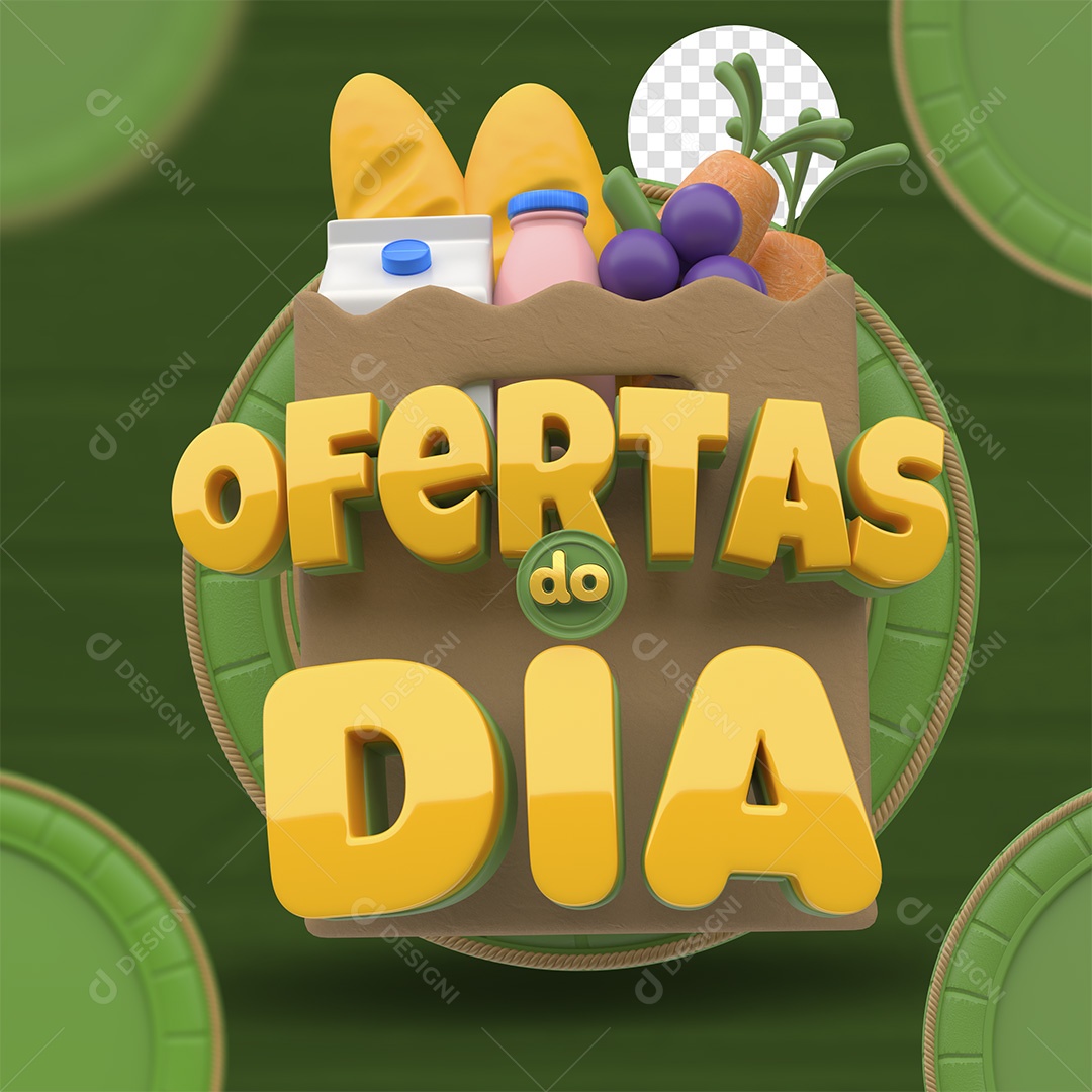 Ofertas do Dia Selo 3D Dourado para Composição PSD