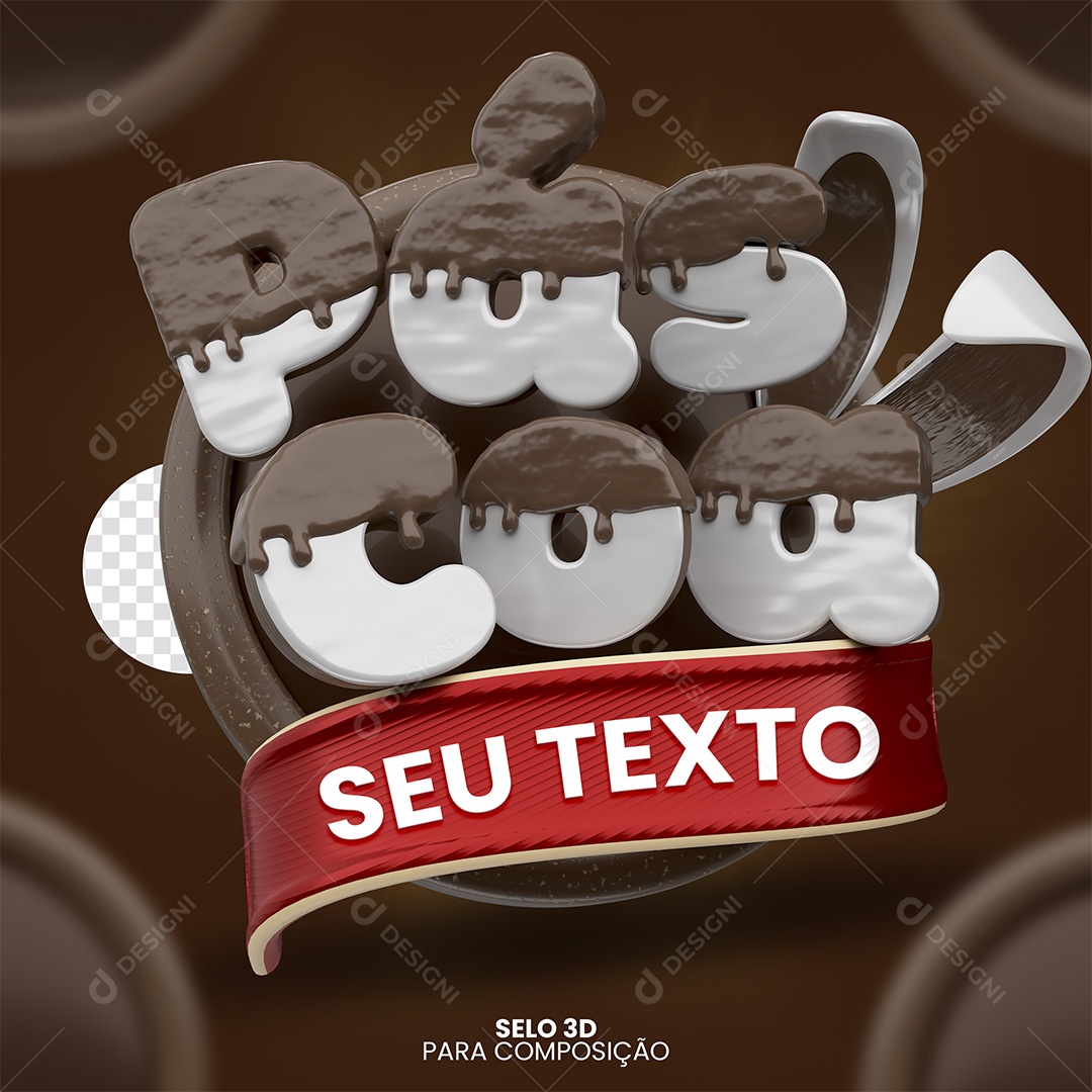 Páscoa Selo 3D Branco e Marrom para Composição PSD