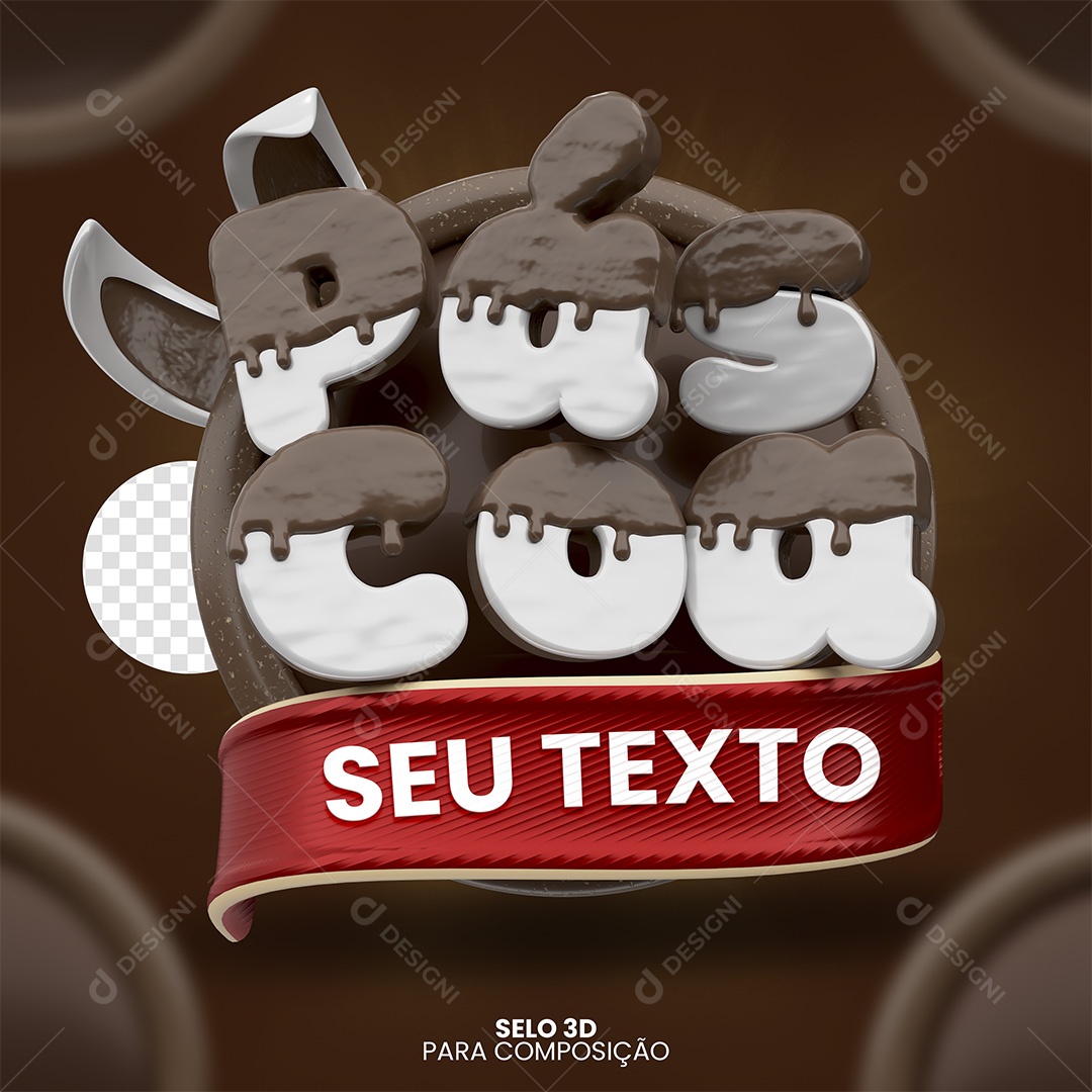 Páscoa Selo 3D Branco e Marrom para Composição PSD