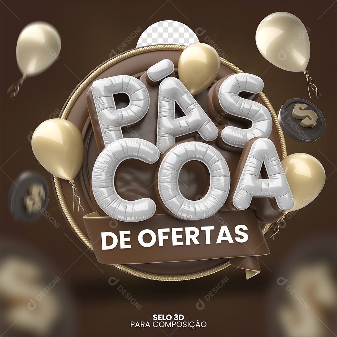 Páscoa De Ofertas Selo 3D para Composição PSD