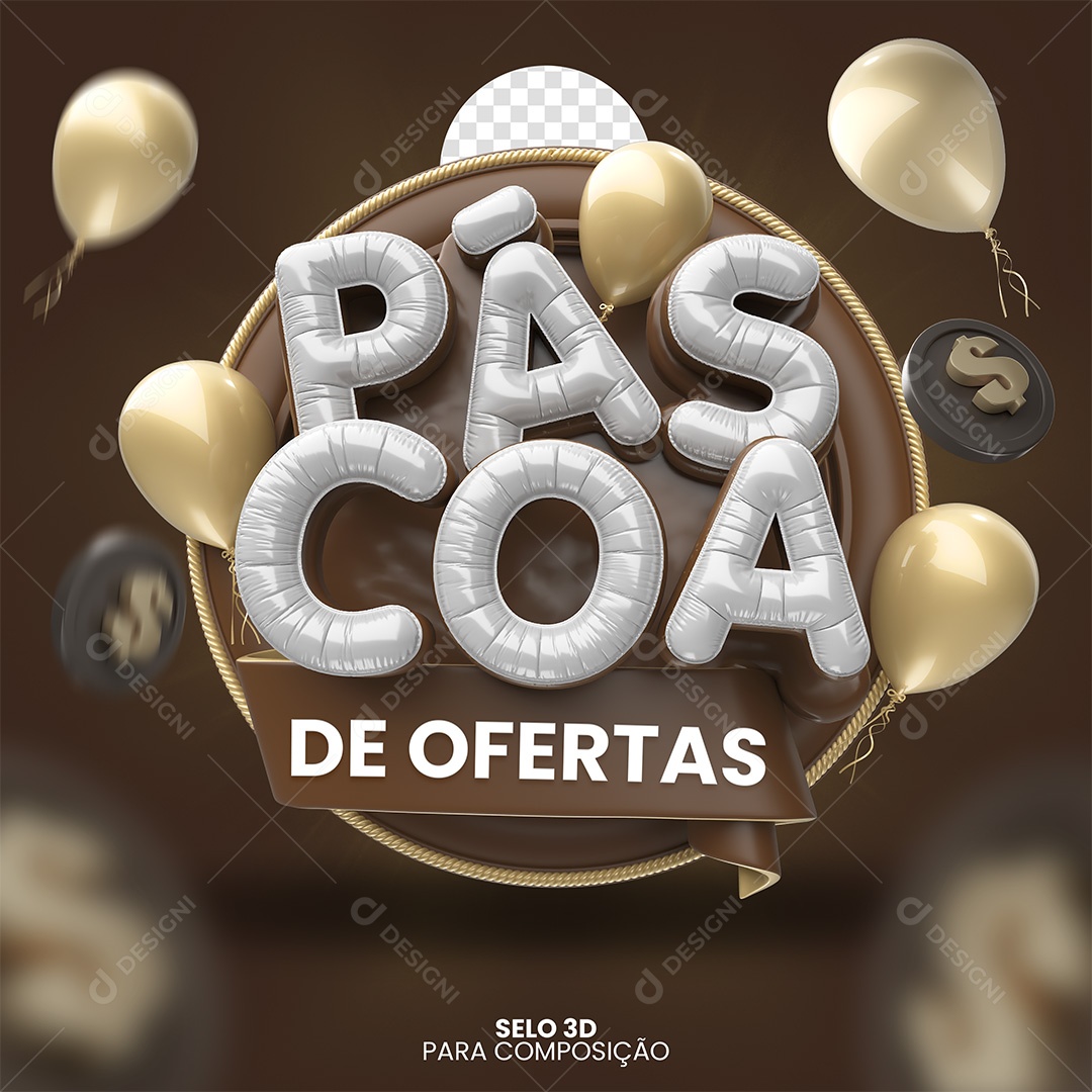 Páscoa De Ofertas Selo 3D para Composição PSD