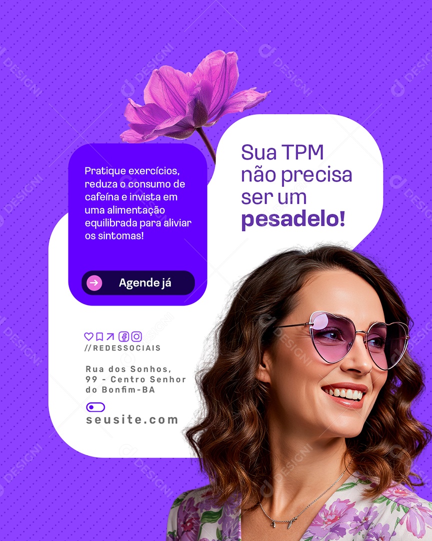 Ginecologista Sua TPM Não Precisa Ser um Pesadelo Social Media PSD Editável