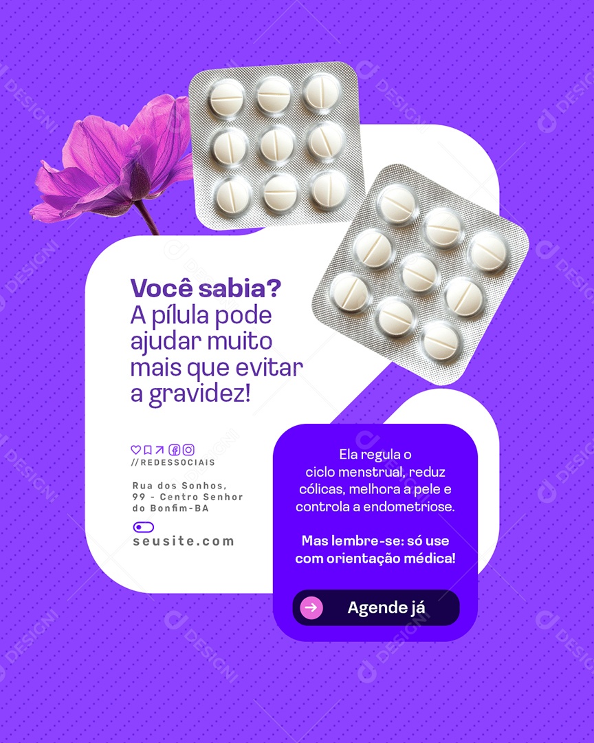 Ginecologista Você Sabia Social Media PSD Editável