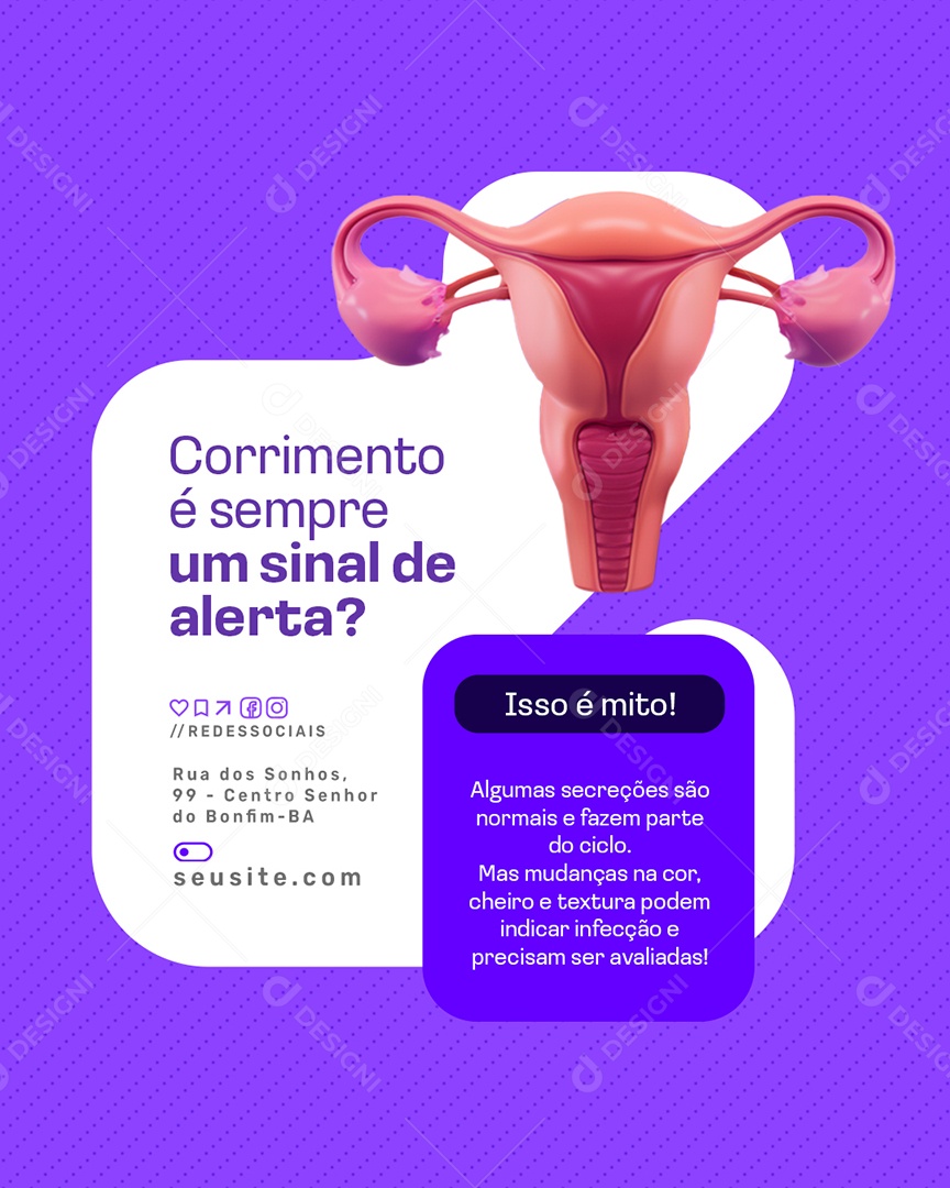 Ginecologista Corrimento é Sempre Um Sinal de Alerta Social Media PSD Editável