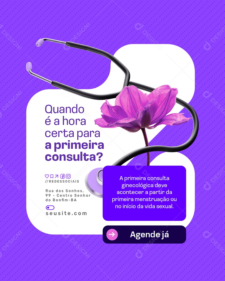 Ginecologista Quando é a Hora Certa Para a Primeira Consulta Social Media PSD Editável