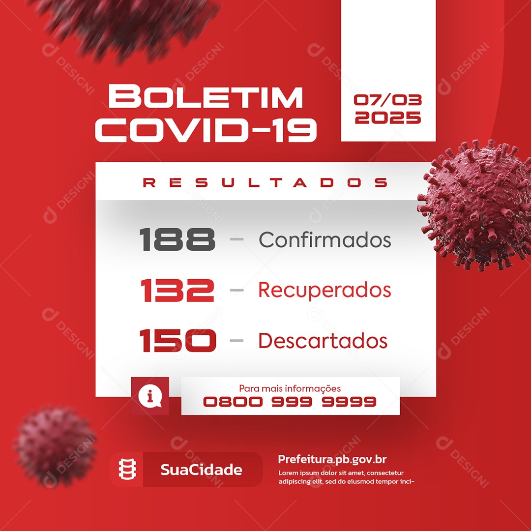 Boletim Covid-19 Resultados Confirmados Social Media PSD Editável