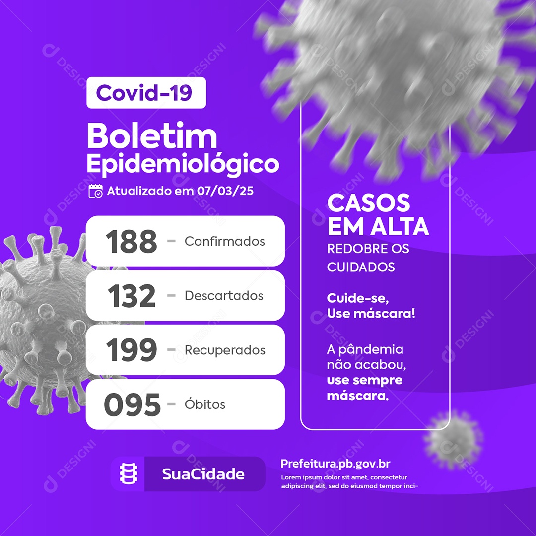 Covid-19 Boletim Epidemiológico Casos Em Alta Social Media PSD Editável