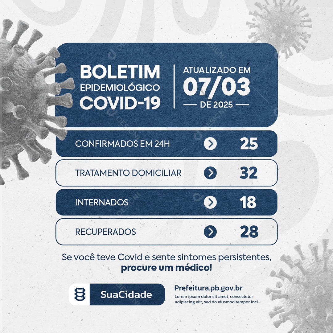 Covid-19 Boletim Epidemiológico Atualizado Social Media PSD Editável