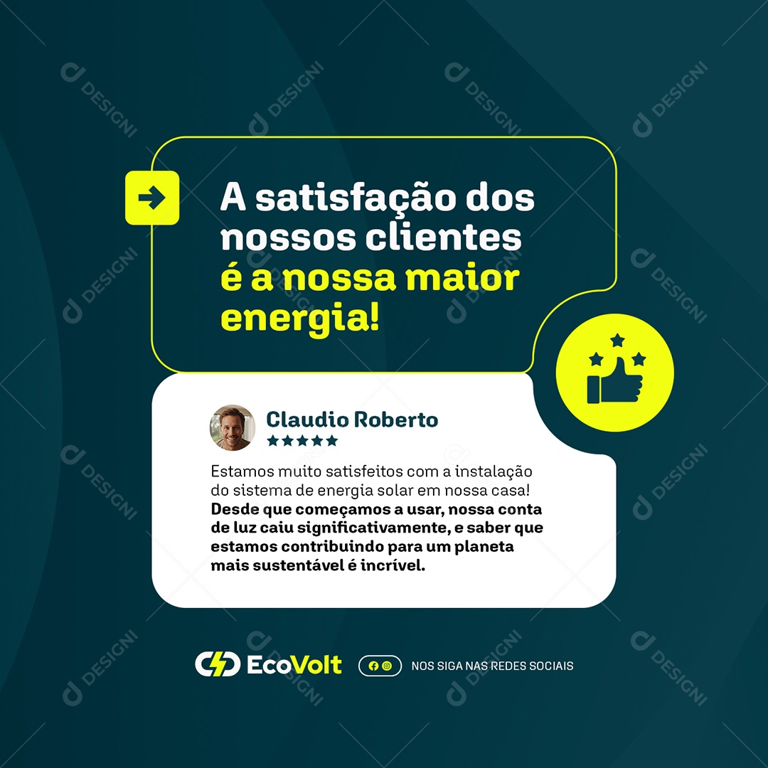 Energia Solar A Satisfação dos Nossos Clientes Social Media PSD Editável