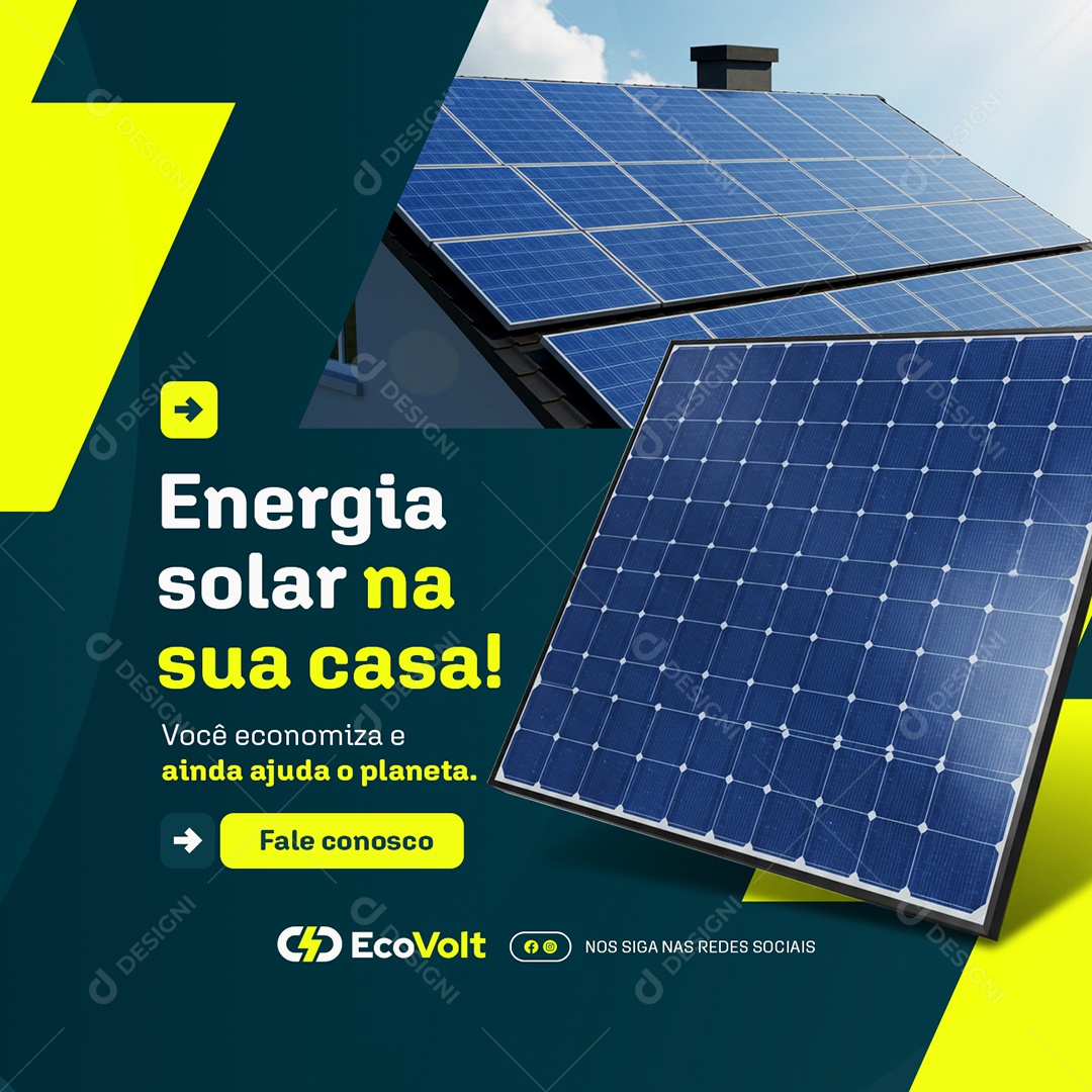 Energia Solar na Sua Casa Social Media PSD Editável