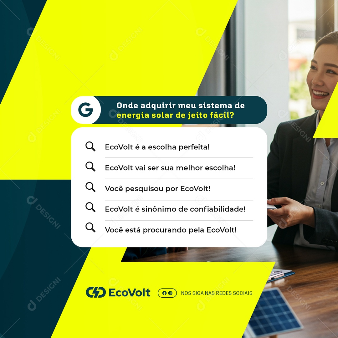 Energia Solar Onde Adquirir Meu Sistema Social Media PSD Editável