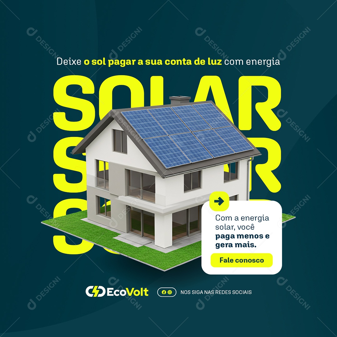 Deixe o Sol Pagar a Sua Conta de Luz com Energia Solar Social Media PSD Editável