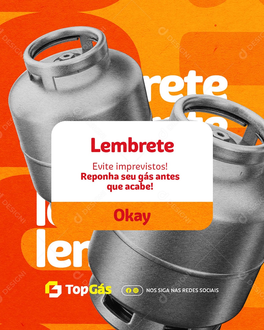 Distribuidora de Gás Lembrete Okay Social Media PSD Editável