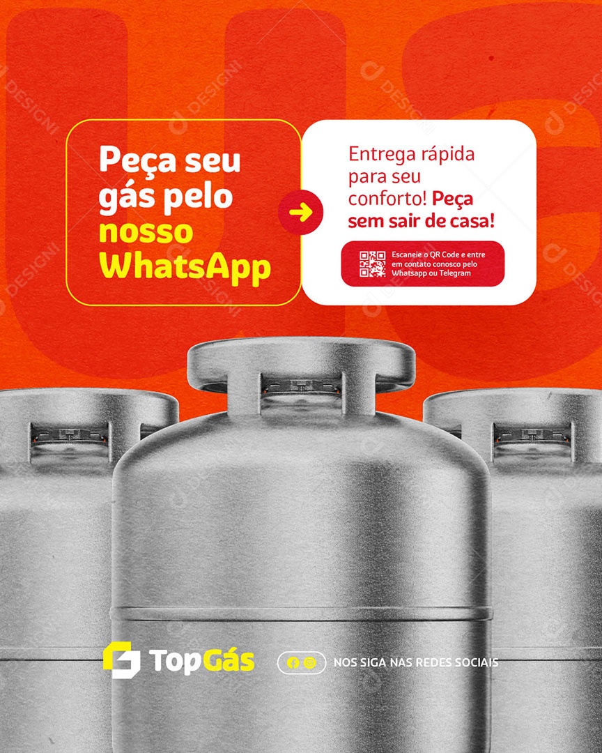 Distribuidora de Gás Peça Seu Gás Pelo Nosso WhatsApp Social Media PSD Editável