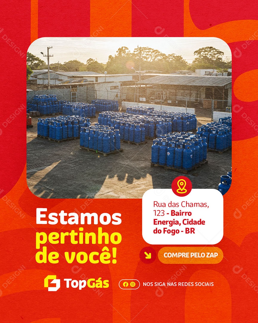 Distribuidora de Gás Estamos Pertinho de Você Social Media PSD Editável