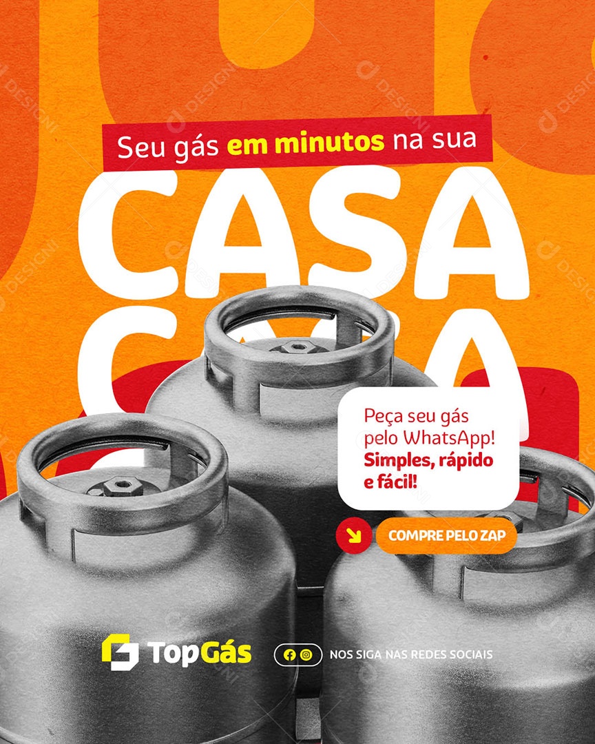 Distribuidora de Gás em Minutos na Sua Casa Social Media PSD Editável