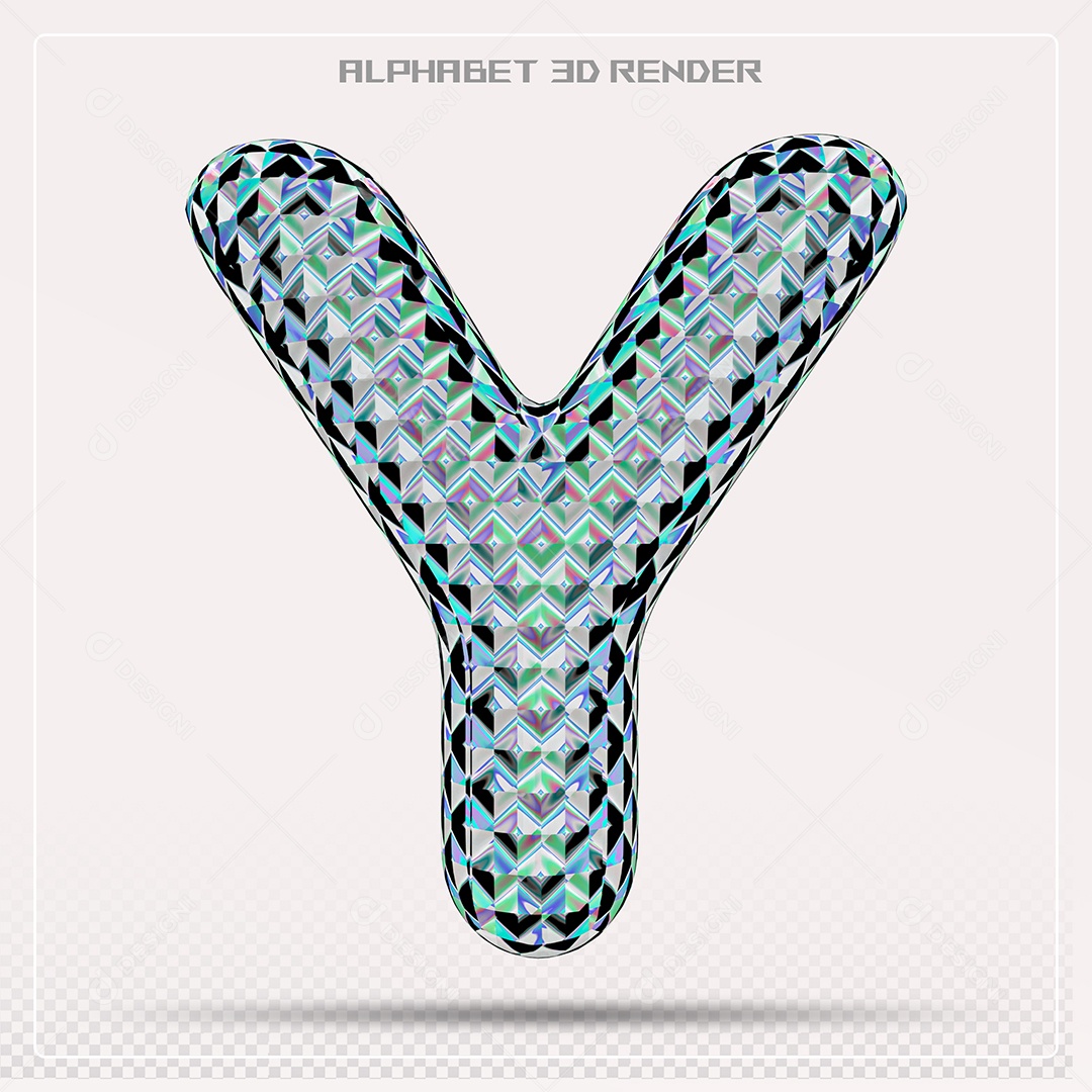 Elemento 3D Letra Y Azul para Composição PSD