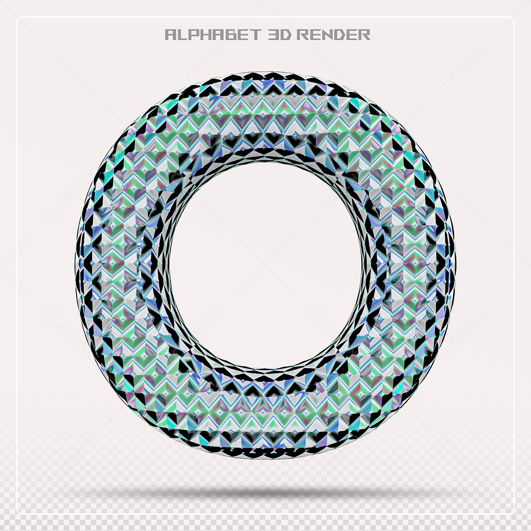 Elemento 3D Letra O Azul para Composição PSD