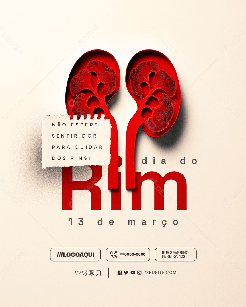 Dia do Rim 13 de Março Social Media PSD Editável