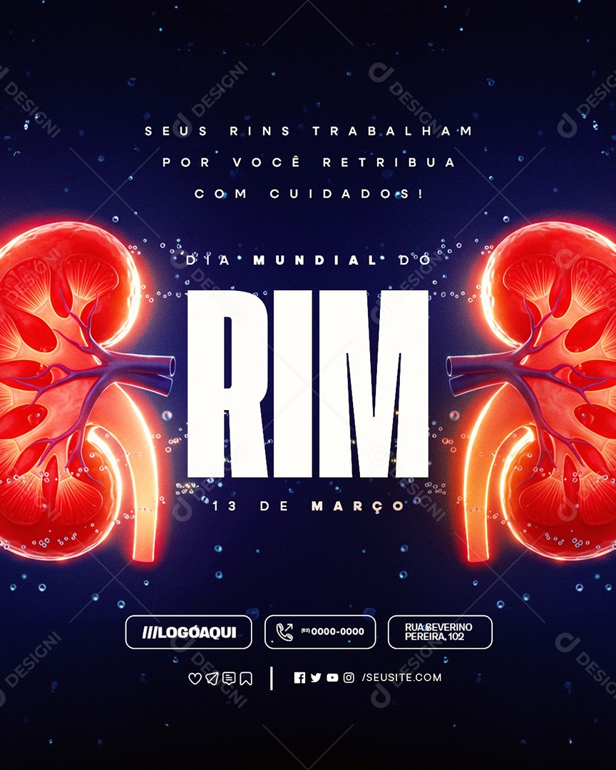 Dia Mundial do Rim 13 de Março Social Media PSD Editável