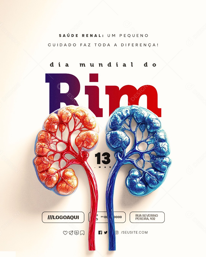 Dia Mundial do Rim 13 de Março Social Media PSD Editável