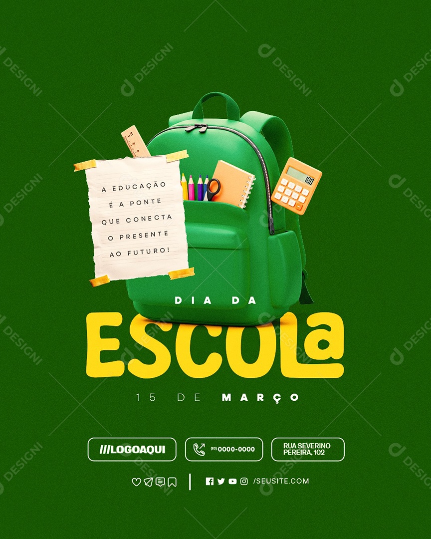 Dia da Escola 15 de Março A Educação é a Ponte Que Conecta Social Media PSD Editável