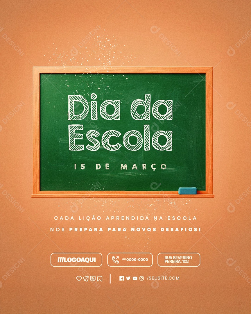 Dia da Escola 15 de Março Cada Lição Aprendida Social Media PSD Editável