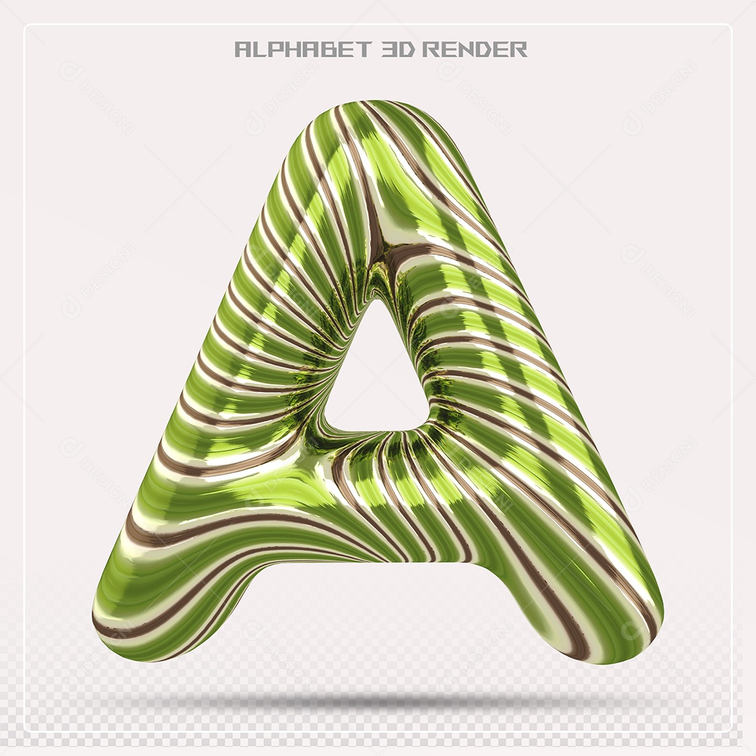 Elemento 3D Letra A com Listras para Composição PSD