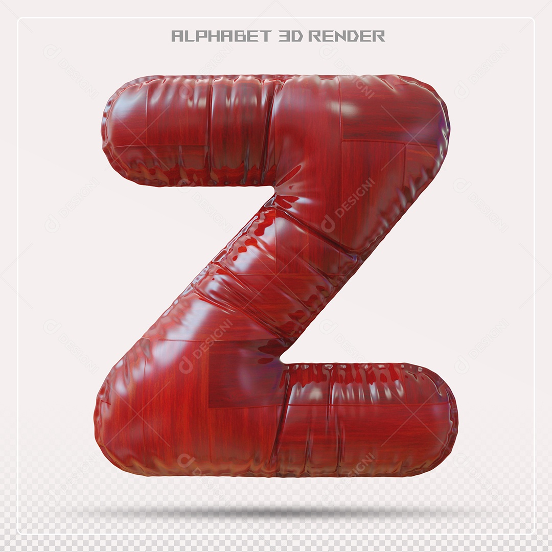 Elemento 3D Letra Z Vermelha para Composição PSD