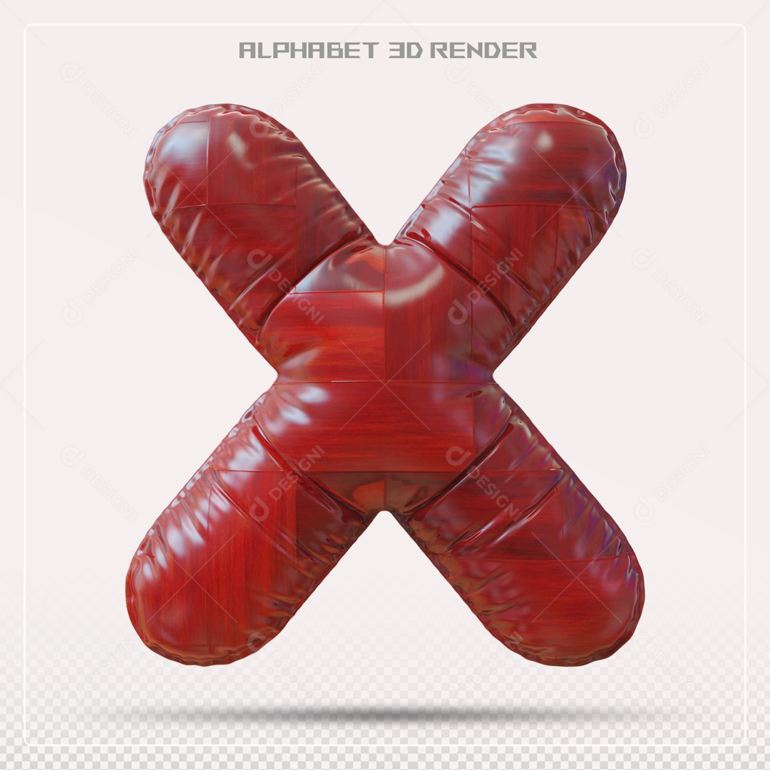 Elemento 3D Letra X Vermelha para Composição PSD